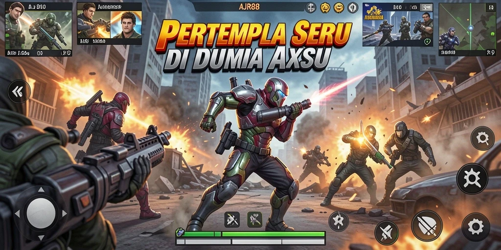 Screenshot utama AJR88 menunjukkan pertempuran aksi seru dan karakter yang dinamis.