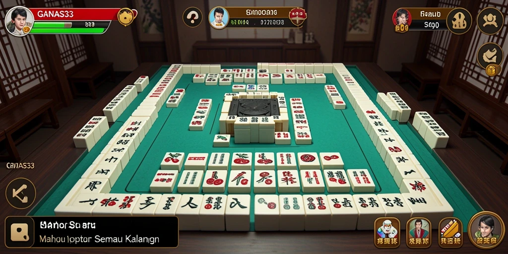 Tampilan gameplay Mahjong yang menarik dan menantang di GANAS33.