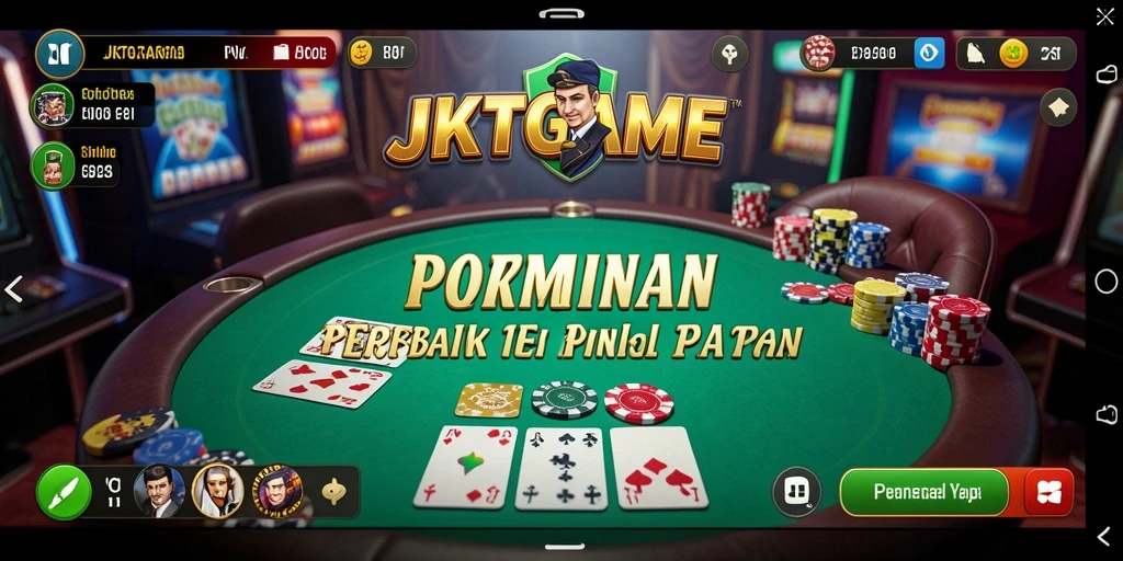Screenshot gameplay JKTGAME menunjukkan aksi poker yang menegangkan.