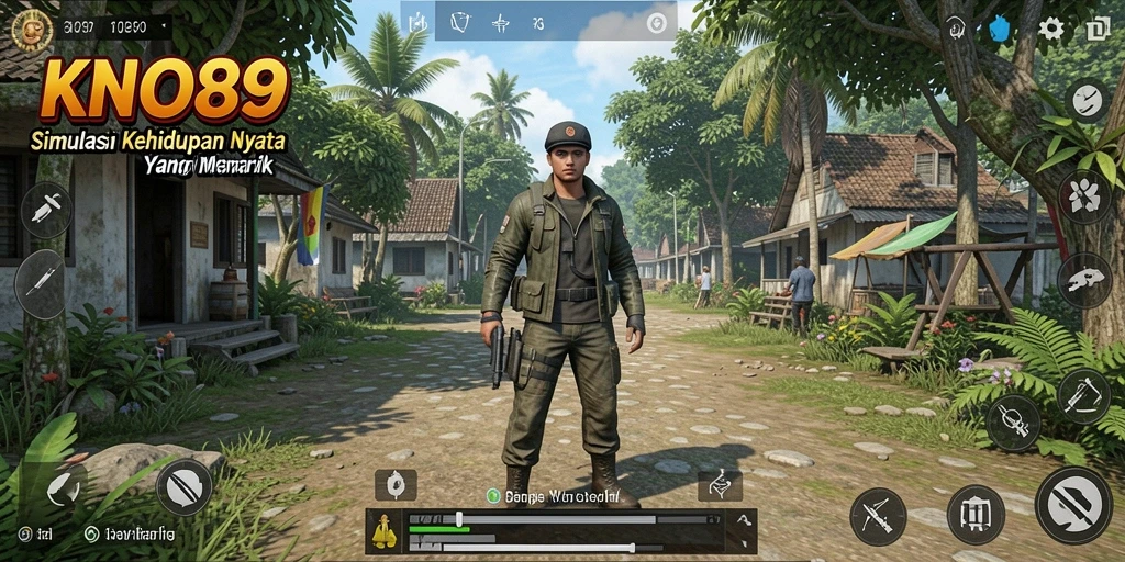 Tangkapan layar gameplay KNO89 yang menunjukkan aktivitas simulasi kehidupan.