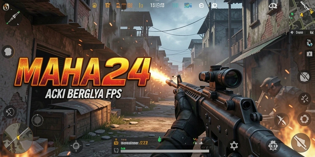 Screenshot utama MAHA24 menampilkan pertempuran intens di arena FPS.