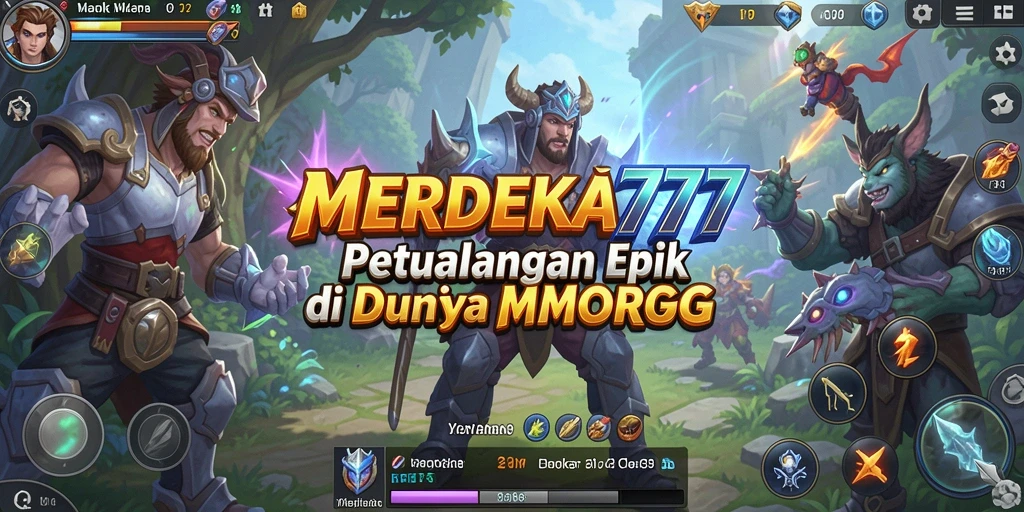 Tampilan gameplay seru dalam MERDEKA777 yang menampilkan aksi petualangan MMORPG.