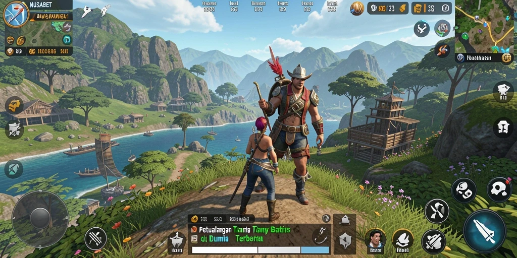 Gameplay NUSABET yang menampilkan dunia terbuka yang indah.