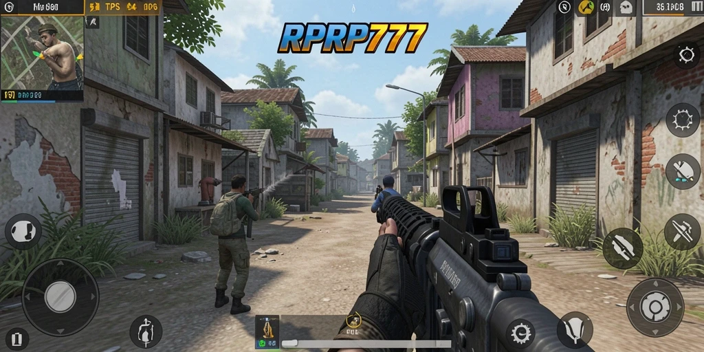Screenshot RPRP777 menampilkan aksi seru dalam peperangan TPS.