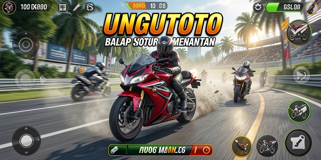 Gameplay menegangkan UNGUTOTO saat balapan motor.